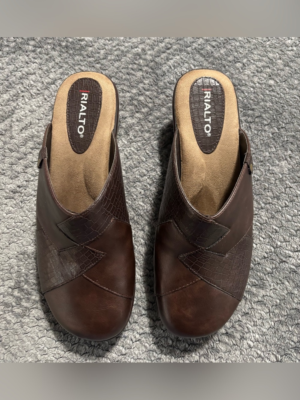 Rialto Dark Brown Leather Slip-On Mules Size 8.5